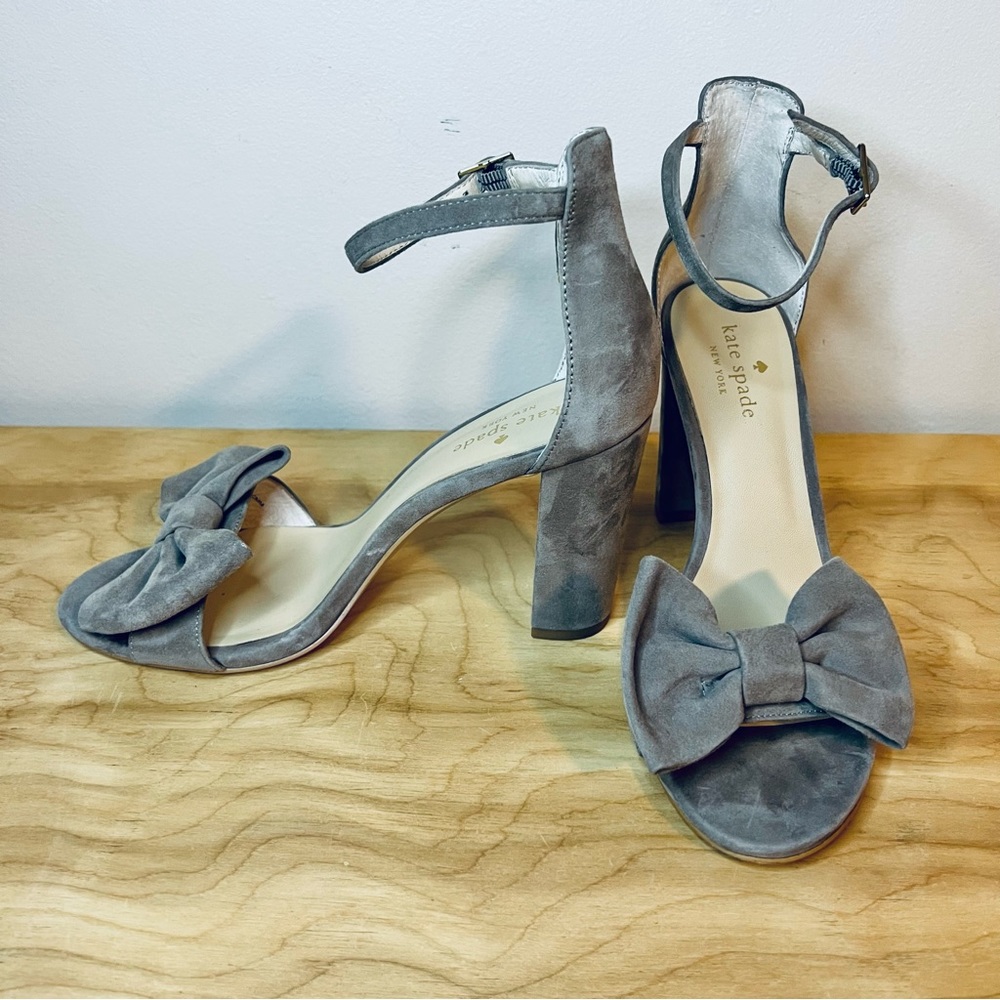Kate Spade Suede Big Bow Block Heel Sandals